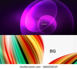 Set of modern minimal geometric abstract backgrounds. Vector illustrations for covers, banners, flyers and posters and other