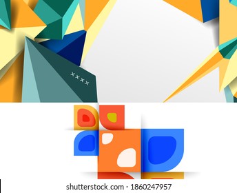 Conjunto de modernos fondos abstractos geométricos mínimos. Ilustraciones vectoriales para portadas, pancartas, volantes y carteles y otros