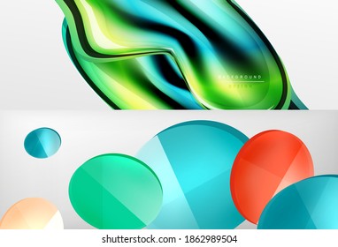 Conjunto de modernos fondos abstractos geométricos mínimos. Ilustraciones vectoriales para portadas, pancartas, volantes y carteles y otros