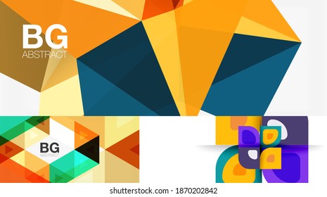 Conjunto de modernos fondos abstractos geométricos mínimos. Ilustraciones vectoriales para portadas, pancartas, volantes y carteles y otros