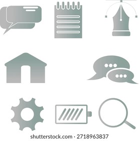 Conjunto de ícones mínimos modernos projetados em um estilo plano limpo. Símbolos vetoriais simples adequados para design de interface de usuário, aplicativos móveis, sites, infográficos e comunicação digital. Ícones de vetor EPS escaláveis, ideais para projetos de web, impressão e branding.