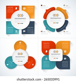 Set of modern minimal infographic design templates. Origami style. Vector illustration. Can be used for workflow layout, brochure, diagram, chart, number and step up options, web design