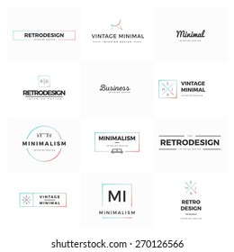 Set Of Modern And Minimal Vintage Vector Logos. Modern And Minimalism Syled Vector Logos For Multiple Use. Fresh Ideas For Brand Identity Work.