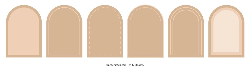 Set of modern minimalistic arch shape, frame vector illustration