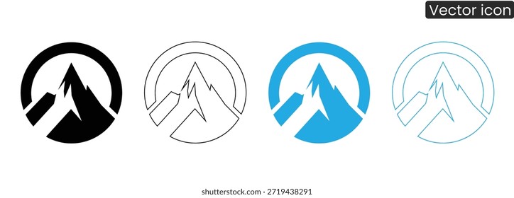 Conjunto de diseños modernos de logotipos de montaña con Formas circulares y colores vibrantes, perfecto para proyectos de marca e identidad