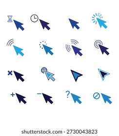 Conjunto de iconos modernos del cursor del ratón y símbolos del puntero del ordenador para la interfaz de usuario del Web y la navegación del App.