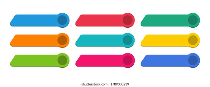Set of modern multicolored buttons for website. Blank template of web buttons.