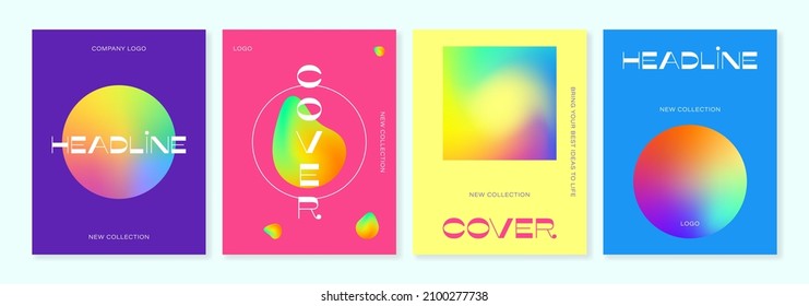 Set of  modern multicolored vector cover templates with gradient abstract shapes. For brochures, booklets, catalogs. albums and other projects.