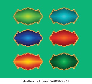 Set of modern multi-gradient Islamic banners and text boxes with geometric Arabic details. Perfect vector frames for social media, Eid, and Ramadan.