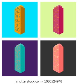 Set of modern multi-storey building with a complex design. The concept of construction. Vector illustration.