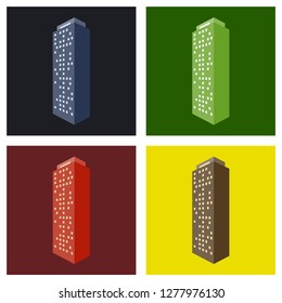 Set of modern multi-storey building with a complex design. The concept of construction. Vector illustration.
