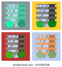 Set of modern multi-storey building with a complex design. The concept of construction. Vector illustration.