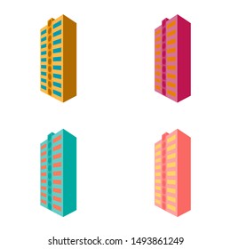Set of modern multi-storey building with a complex design. The concept of construction. Vector illustration.