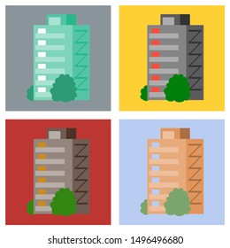 Set of modern multi-storey building with a complex design. The concept of construction. Vector illustration.