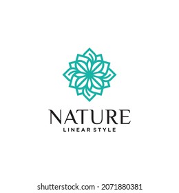 Set of modern natural and organic product ornament logo templates, logos and emblem designs in linear nature style floral and natural cosmetics