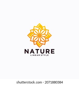 Set of modern natural and organic product ornament logo templates, logos and emblem designs in linear nature style floral and natural cosmetics