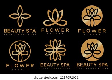 Set of modern natural and organic products logo templates and icons