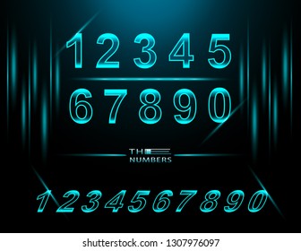 Set of modern Neon font numbers. Vector of Glow numbers with fluorescent light. Glowing 3d numbers. Vector of stylized colorful and creative Neon numbers.