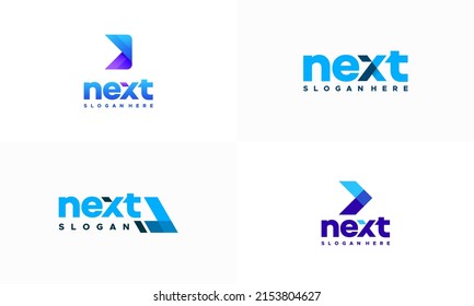 Set of Modern Next Logo designs concept vector, Arrow logo designs concept