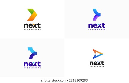 Set of Modern Next Logo designs concept vector, Arrow logo designs concept