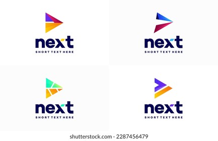 Set of Modern Next Logo designs concept vector, Arrow logo designs concept