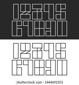 A set of modern numbers from rectangular geometric shapes, math symbols in monogram style for posters, flyers, banners