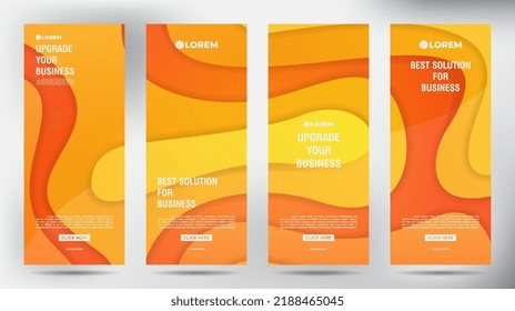 conjunto de pancarta de diseño vertical de pancarta de folletos de negocios en color Naranja moderno, fondo de presentación de portada, publicación moderna x-banner y banner, stand de banner Rolup up