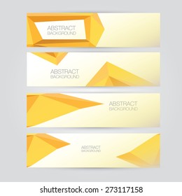 set of modern orange vector banners with polygonal background