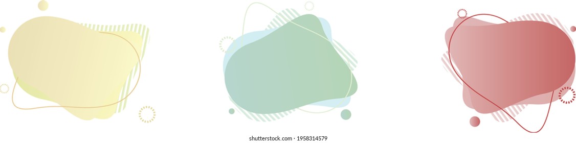 Set of modern organic shapes. Fluid vector trendy elements. Template graphics with liquid geometric, dilatant fluid for flyer, banner, content, post, etc