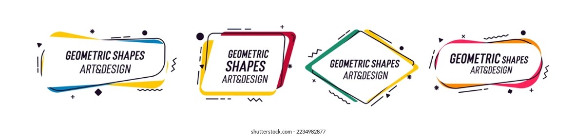 Set of modern organic shapes. Fluid vector trendy elements. Template graphics with geometric speech bubbles and banners with frames to put your own text