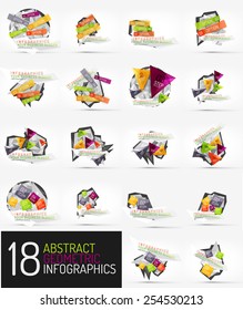 Set of modern origami paper infographics, business polygonal abstract design 