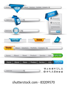 Set of modern original style search banners and web headers with various label tags for your text. Shadows are all transparents so you can place it on every surface.