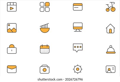 set of modern outline abstract icons for web and mobile applications