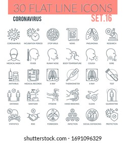 Set of modern outline icons of coronavirus, personal hygiene, healthcare diagnosis, treatment, and other. Perfect for use in: Website, Presentation, Illustrations for Infographics.