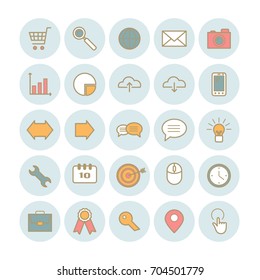 Set of modern outline Search Engine Optimization icons. Vector flat icons for web design