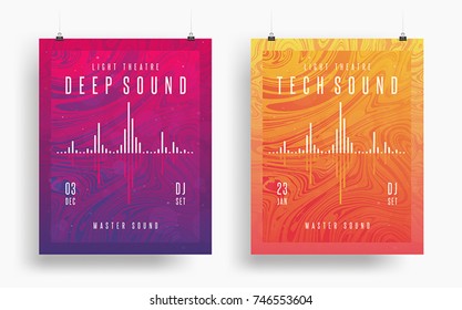 Set of modern party posters. Colorful abstract psychedelic gradient backgrounds. Vector template for your art, flyers, posters, covers, banners. Eps10 vector illustration