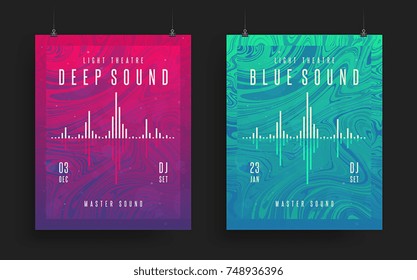 Set of modern party posters. Colorful abstract psychedelic gradient backgrounds. Vector template for your art, flyers, posters, covers, banners. Eps10 vector illustration