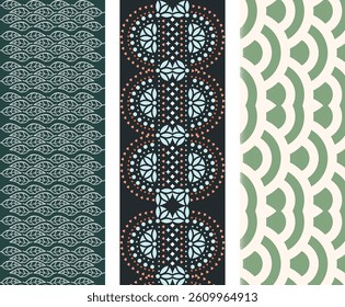 A set of Modern Pastel Bloom Seamless Pattern for Elegant Textiles
