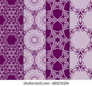 set of modern pattern of geometric ornament. Seamless vector illustration. for interior design, printing, wallpaper, decor. purple color
