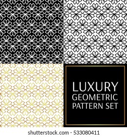 Set of modern pattern vector seamless. Floral geometric luxury collection background. Flower abstract ornament.