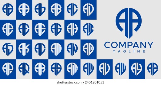 Set mit modernem Pin-Point-Marker-Buchstaben A Logo-Design