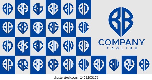 Set of modern pin point marker letter B BB logo design