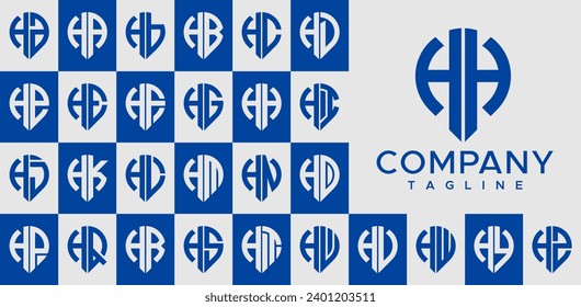 Set of modern pin point marker letter H HH logo design
