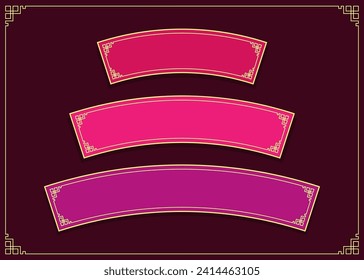 Conjunto de etiquetas de banner con marco elegante de línea clásicas y modernas de color rosa chino.