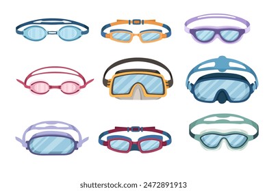 Set of Modern plastic glasses for swimming vector illustration isolated on white background