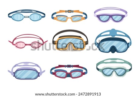 Set of Modern plastic glasses for swimming vector illustration isolated on white background