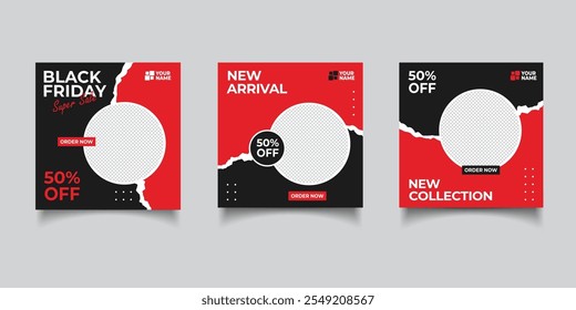 set moderne poster schwarz freitag verkauf post Banner social media vorlagen design.vector illustration