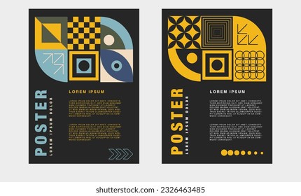 Set of Modern poster , Brutalism inspired graphic design of vector poster cover layout made with vector abstract elements and geometric shapes.