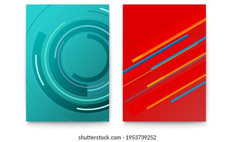 Set of modern posters. Abstract lines on colored background Vector template for menu, festival, banner, sport events or competitions.