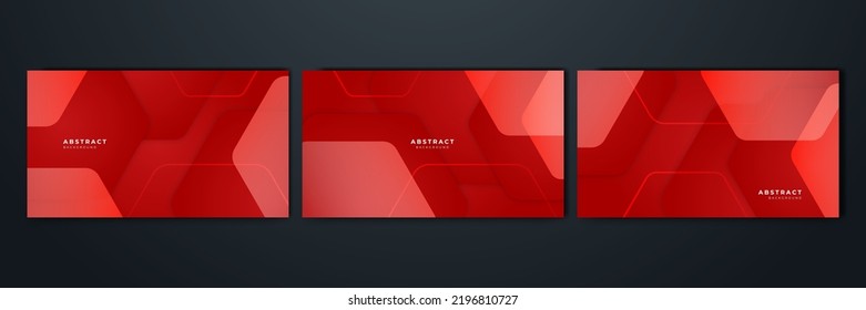 Set of Modern Presentation Backgrounds in Red Colors Design. Modern Vector Illustrations for Background, Brochures, Social Media Cover, Posters and Banners